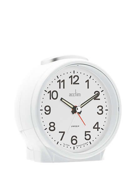 Acctim Emma Silent Sweep Analogue Alarm Clock - view 2, White