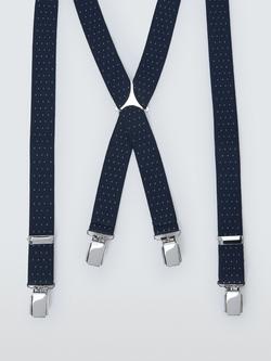 John Lewis Kids' Pin Dot Braces, Navy, Navy