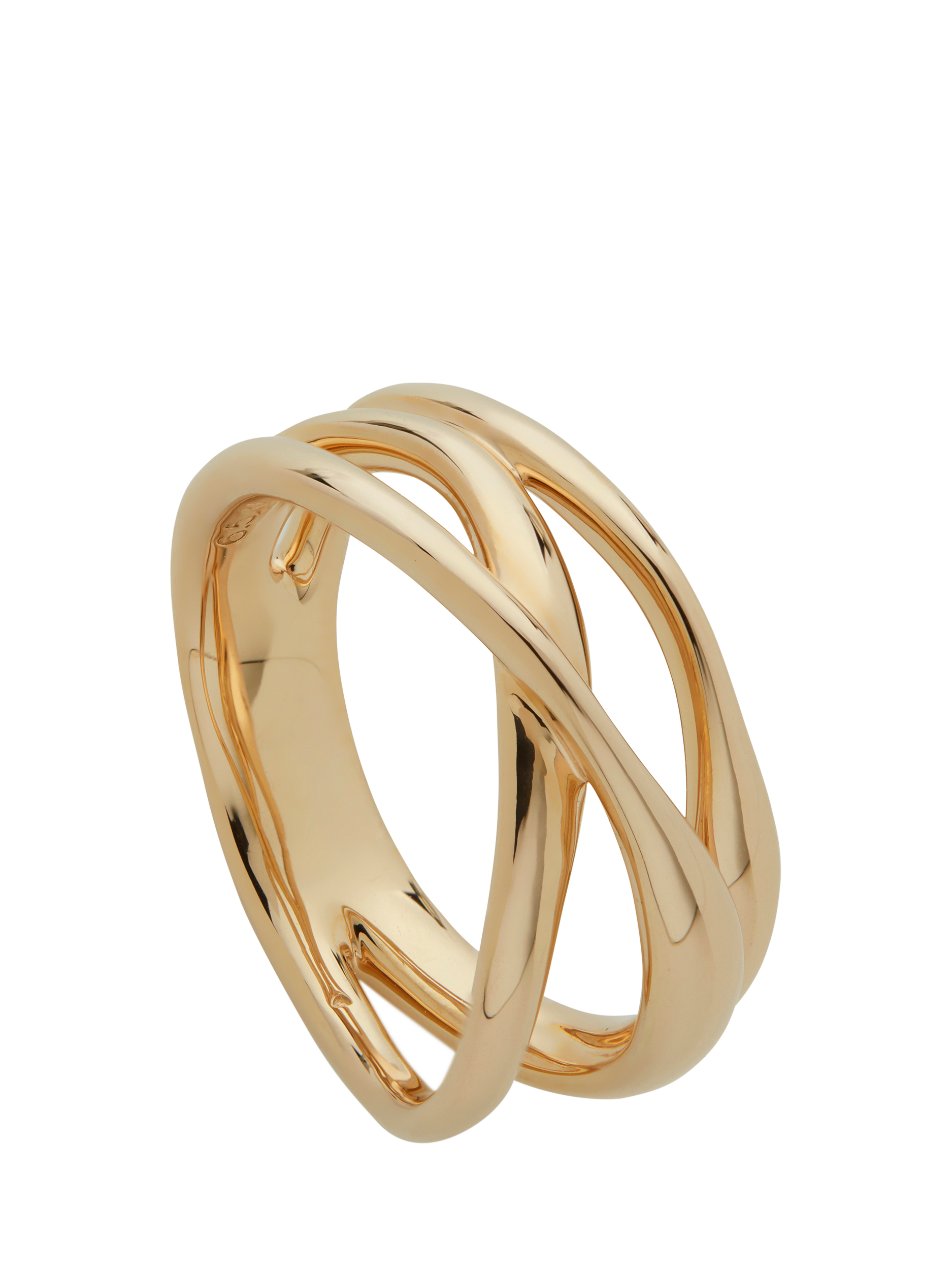 Product image 1 of 6, which shows Monica Vinader Nura Cross Over Ring, Gold, P