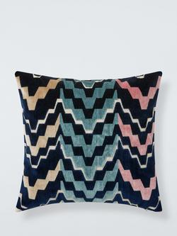 John Lewis Priya Chevron Cushion, Blue