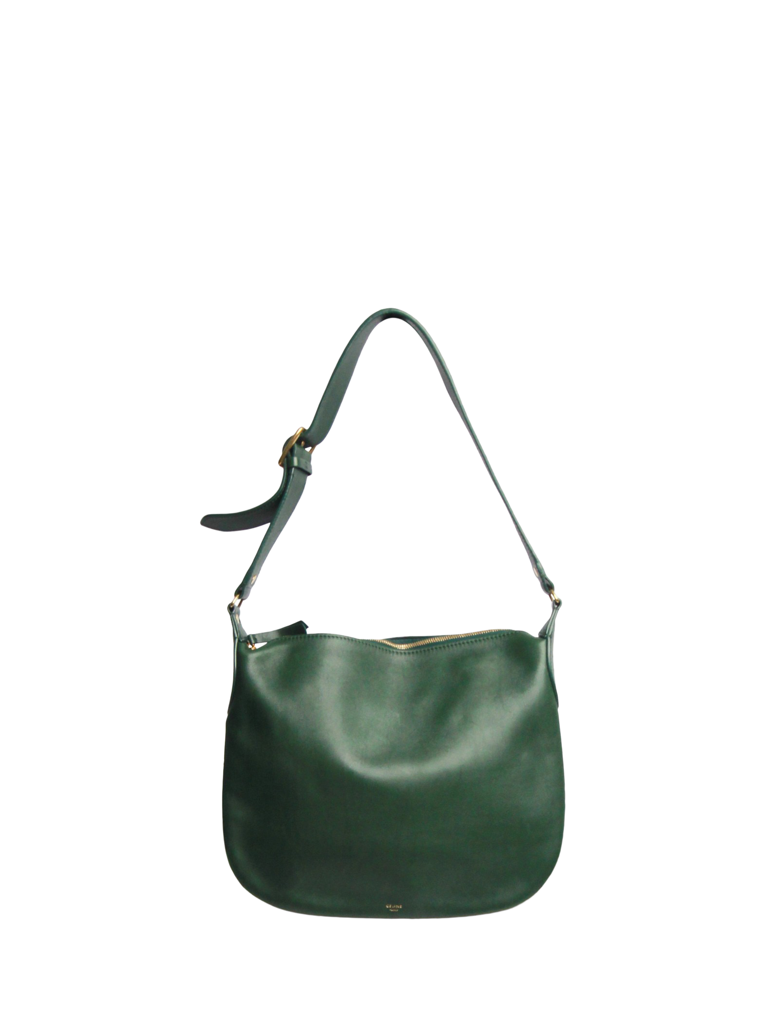 Pre-loved CELINE Leather Shoulder Bag, Green