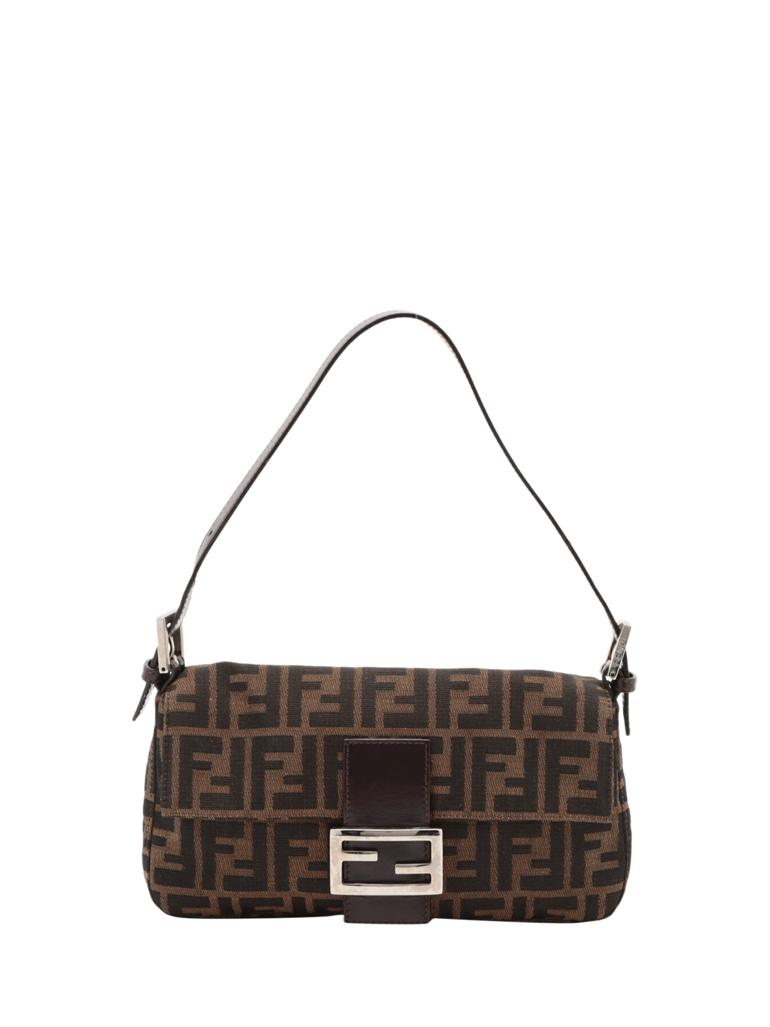 Pre-loved Fendi Zucca Mamma Baguette Canvas And Leather Bag, Brown