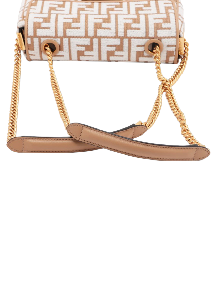 Product image 6 of 10, which shows Pre-loved Fendi Baguette Leather Chain Midi Shoulder Bag, Brown