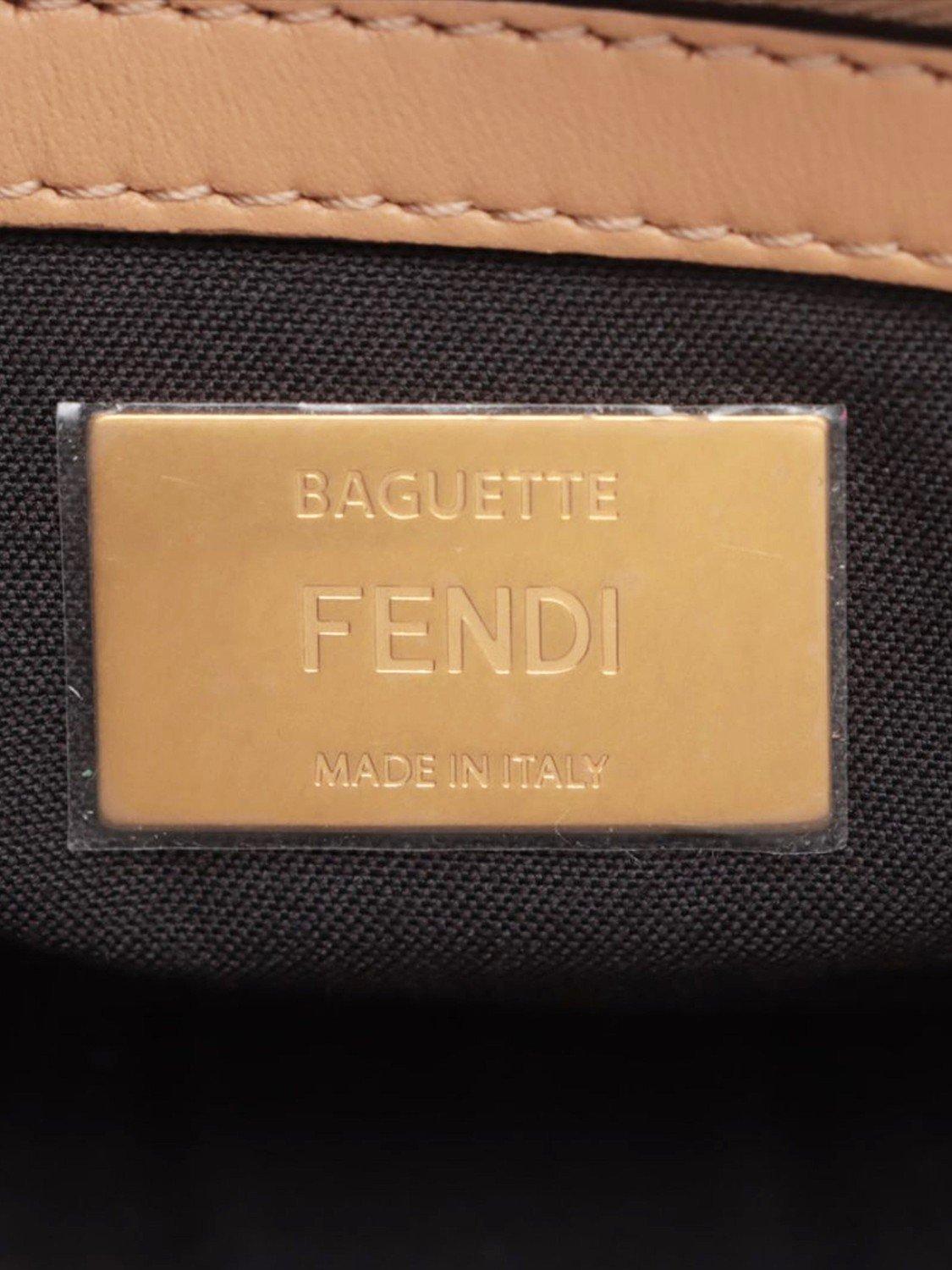 Product image 8 of 10, which shows Pre-loved Fendi Baguette Leather Chain Midi Shoulder Bag, Brown