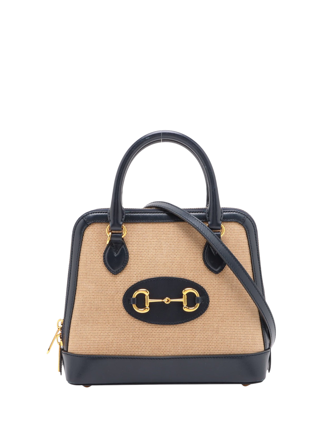 Pre-loved GUCCI Horsebit Canvas and Leather 2-Way Grab Bag, Blue
