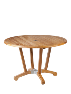 Barlow Tyrie Chesapeake Round Wooden Garden Dining Table, 115cm, Teak