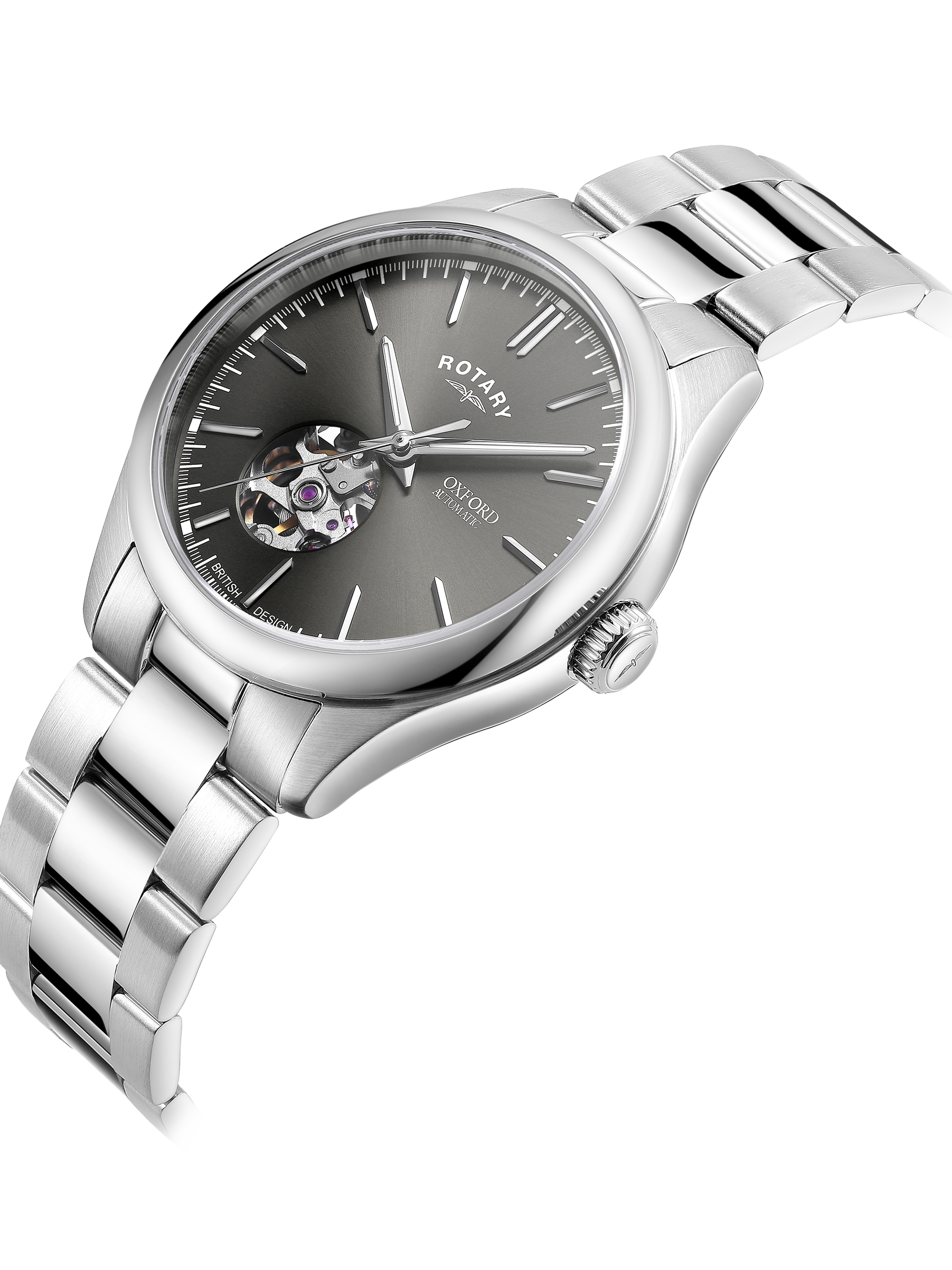 Product image 2 of 3, which shows Rotary GB05095/74 Men's Contemporary Automatic Bracelet Strap Watch, Silver