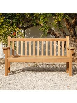 Barlow Tyrie London 3-Seater Wooden Garden Bench, Teak - view 2, Teak