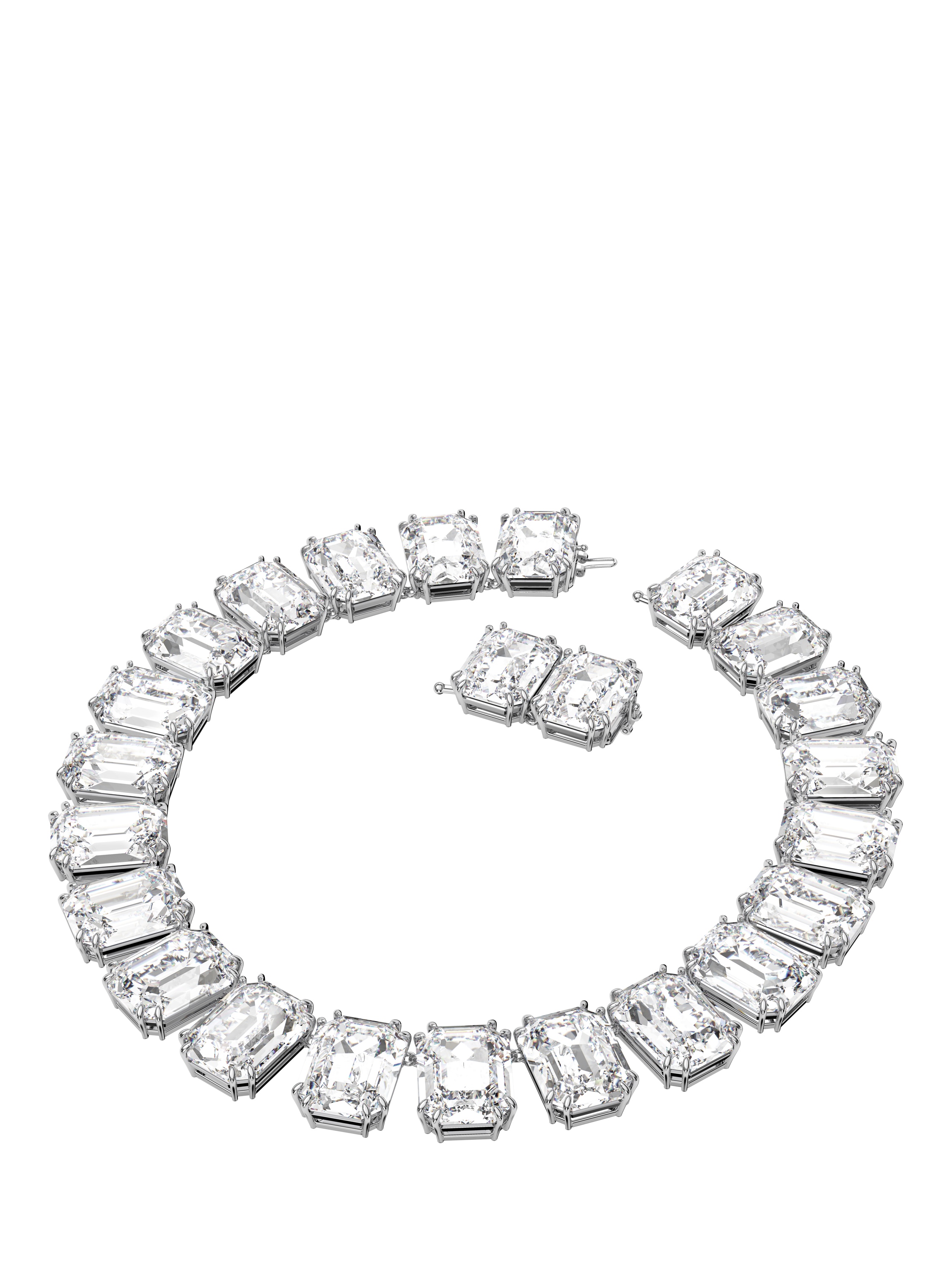 Product image 2 of 4, which shows Swarovski Millenia Octagon Cut Crystal Collar Necklace, Silver