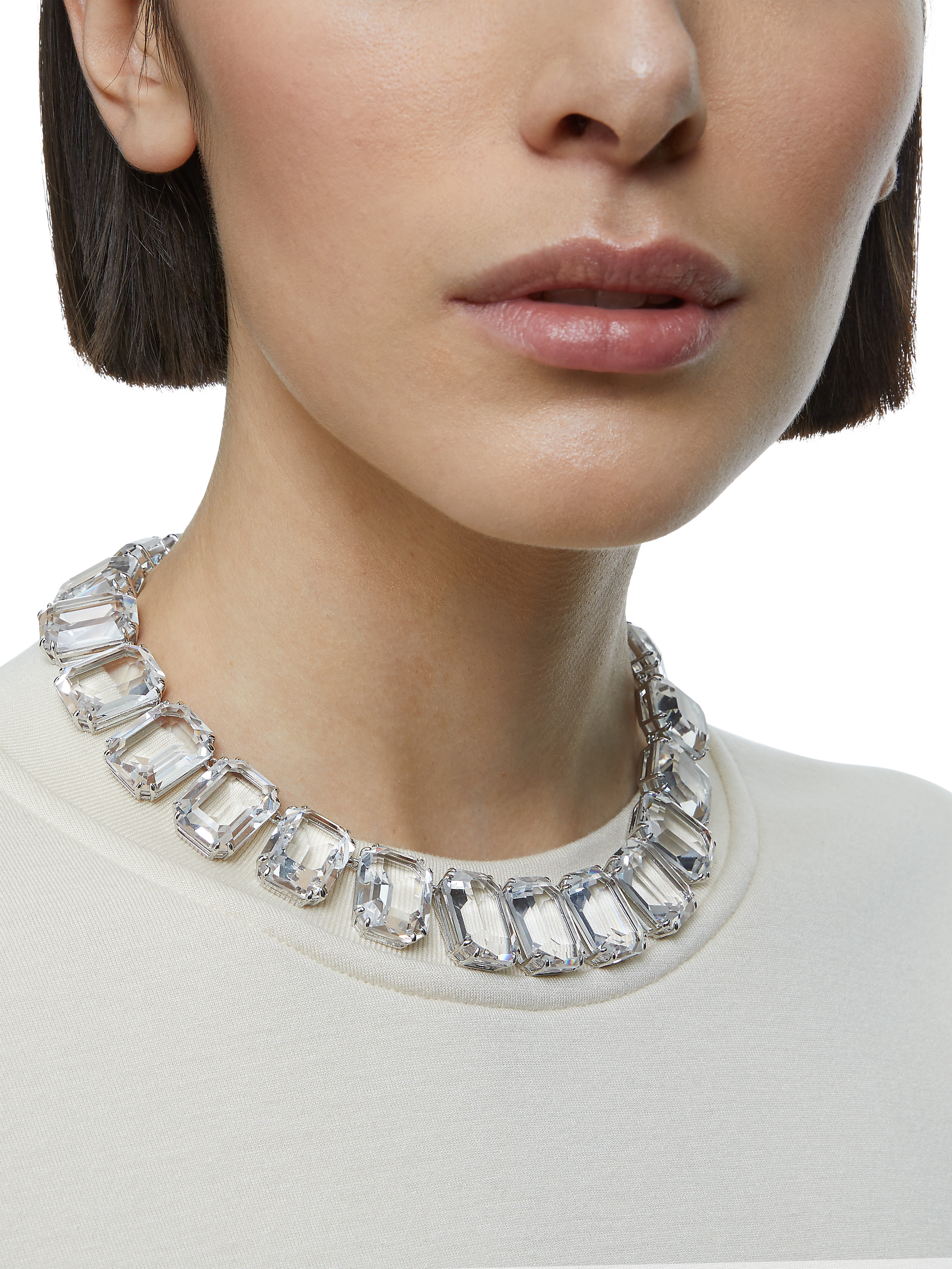 Product image 4 of 4, which shows Swarovski Millenia Octagon Cut Crystal Collar Necklace, Silver