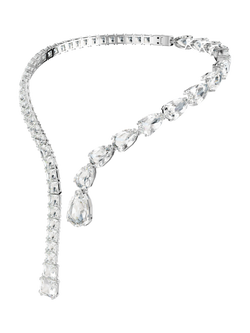 Swarovski Matrix Crystal Open Statement Necklace, Silver - view 2, Silver