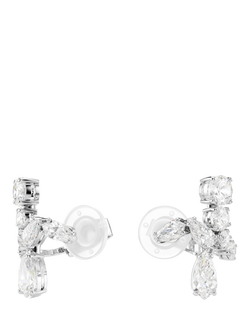 Swarovski Matrix Crystal Spiral Clip-On Earrings, Silver - view 2, Silver