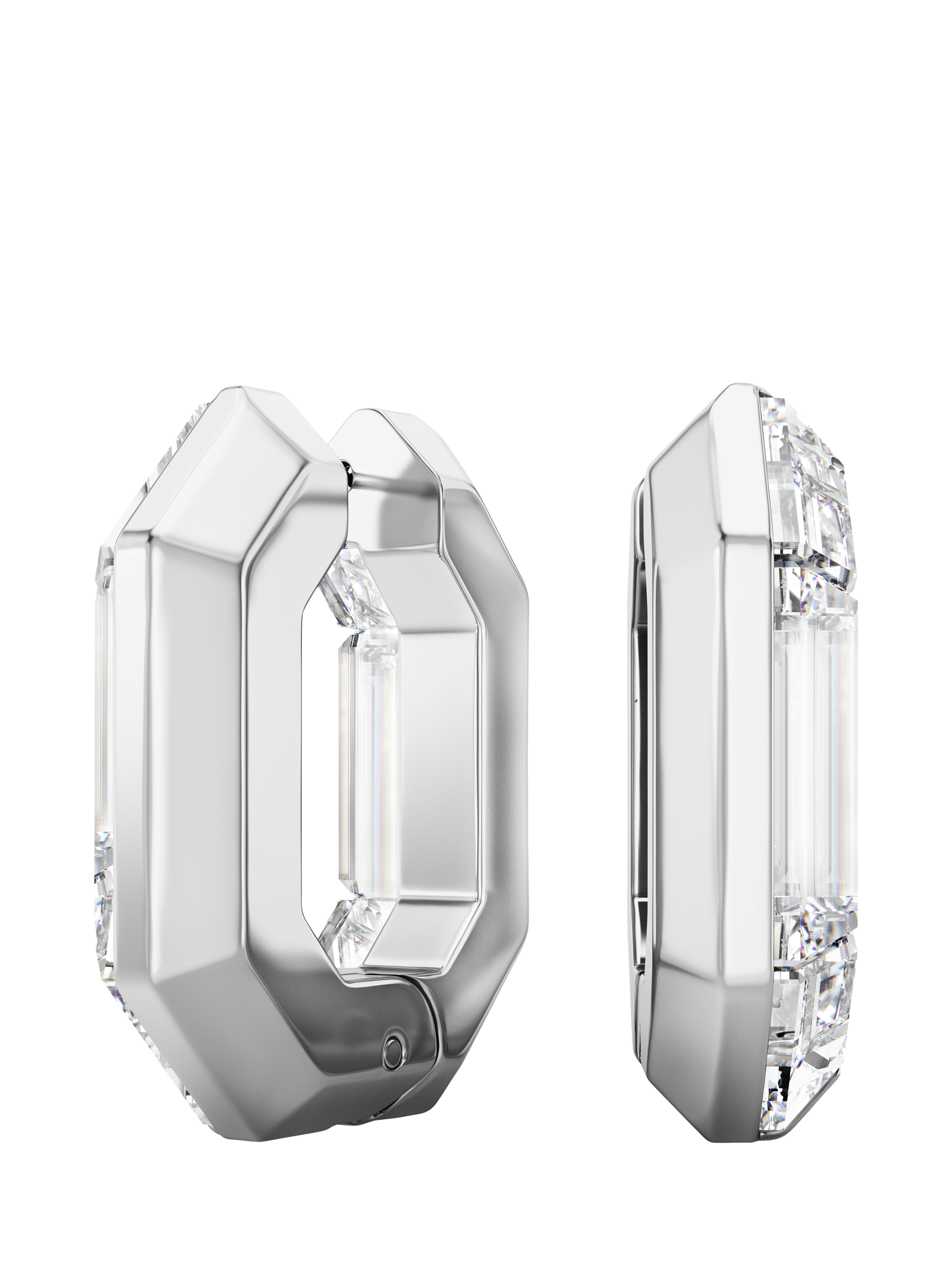 Product image 1 of 5, which shows Swarovski Lucent Crystal Mini Hoop Earrings, Silver