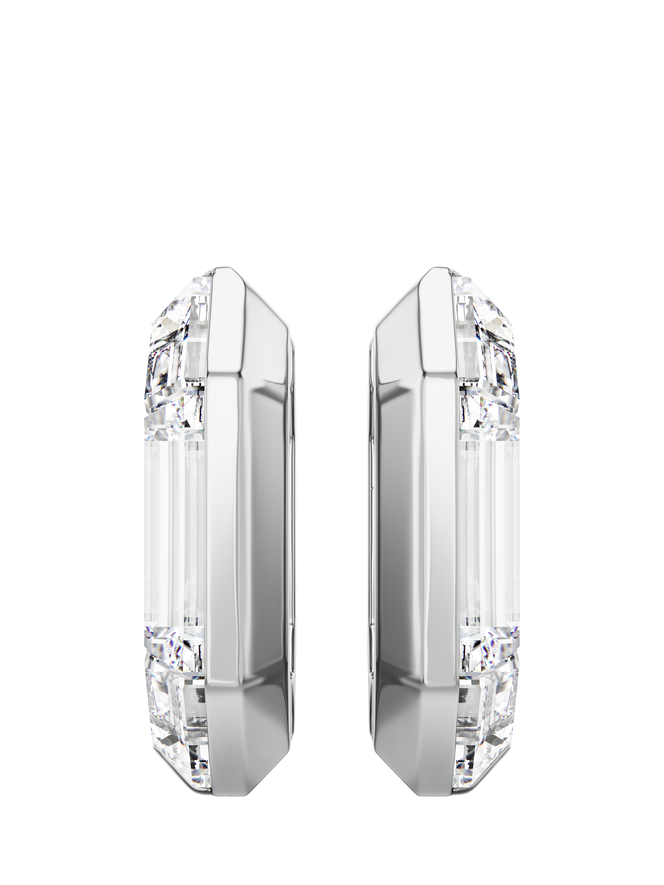 Product image 2 of 5, which shows Swarovski Lucent Crystal Mini Hoop Earrings, Silver