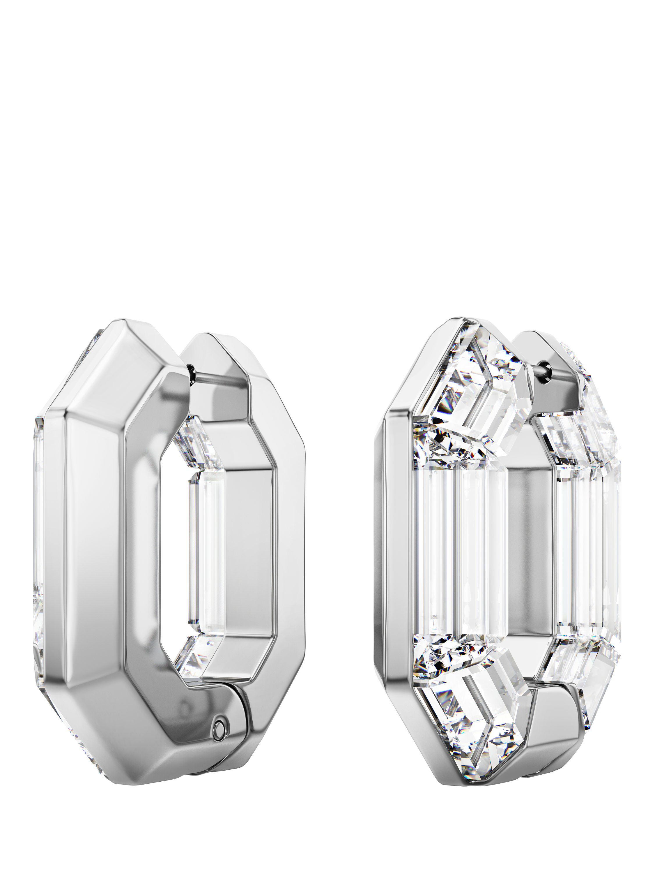 Product image 3 of 5, which shows Swarovski Lucent Crystal Mini Hoop Earrings, Silver