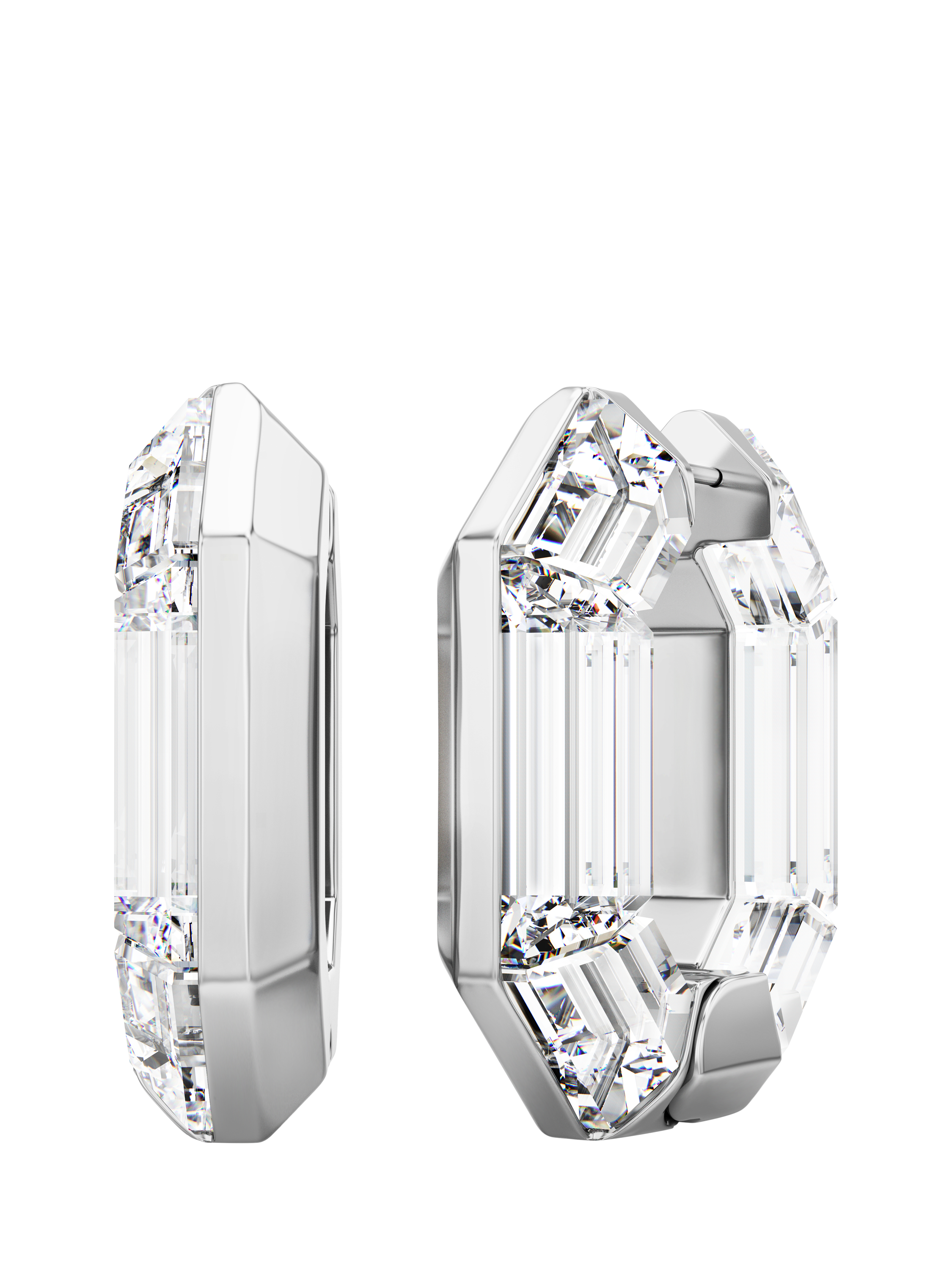 Product image 4 of 5, which shows Swarovski Lucent Crystal Mini Hoop Earrings, Silver