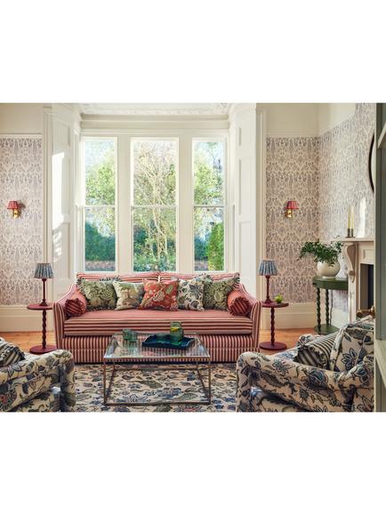 John Lewis x Sanderson Islington Pinetum Stripe Large 3 Seater Sofa - view 2, Rowan Berry