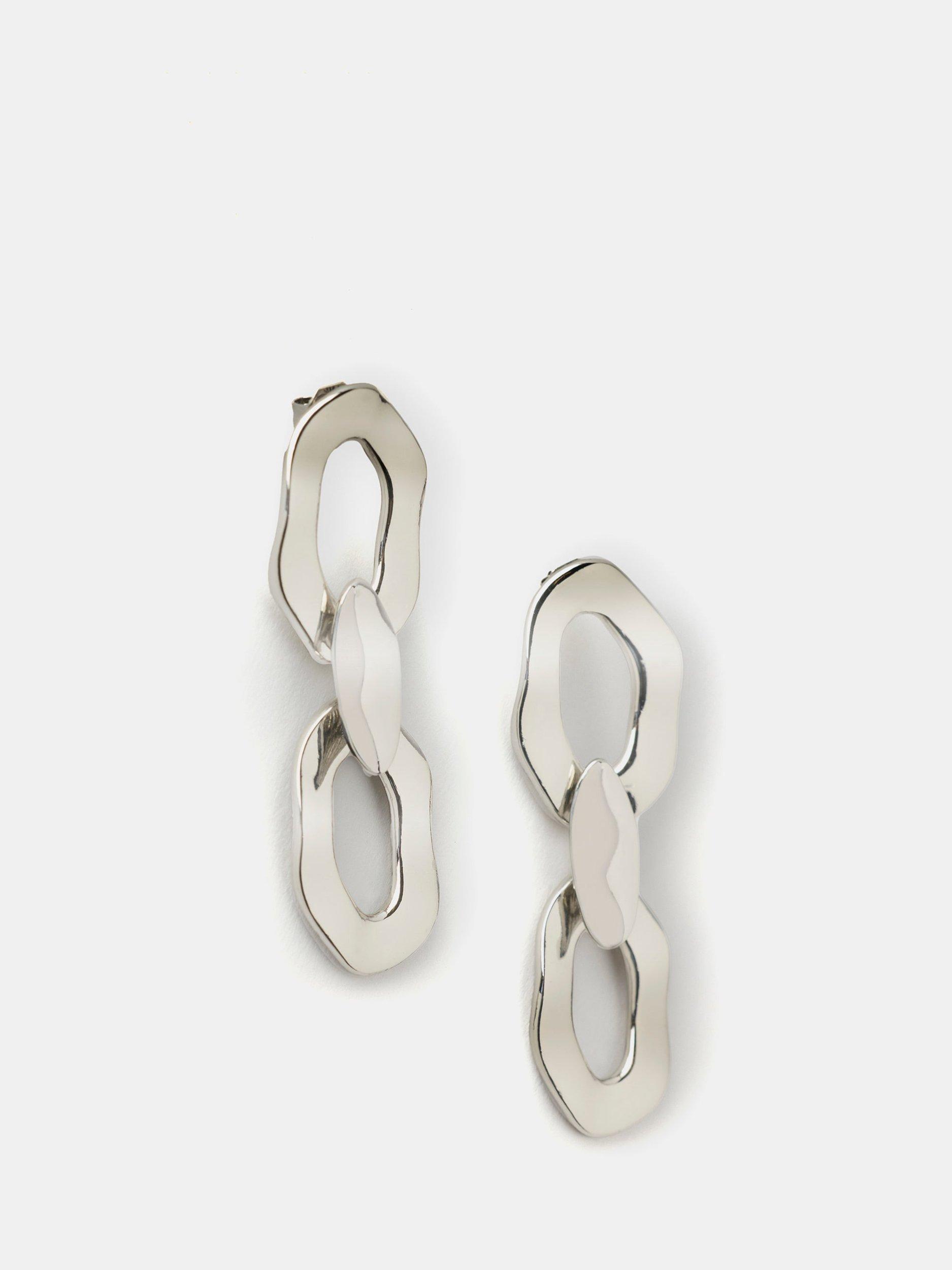 Mint Velvet Hammered Chain Earrings, Silver