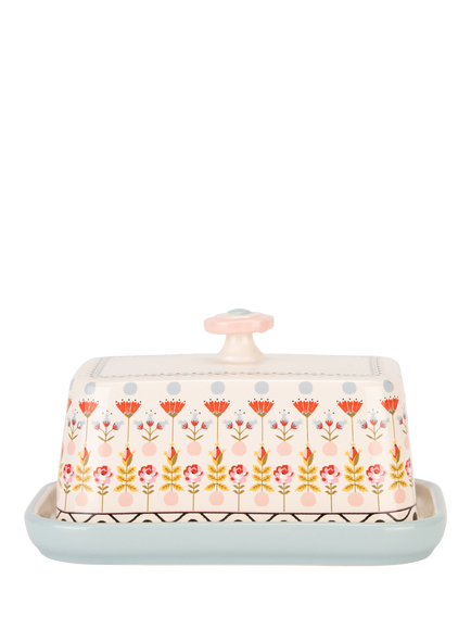 Cath Kidston Painted Stoneware Butter Dish, Multi