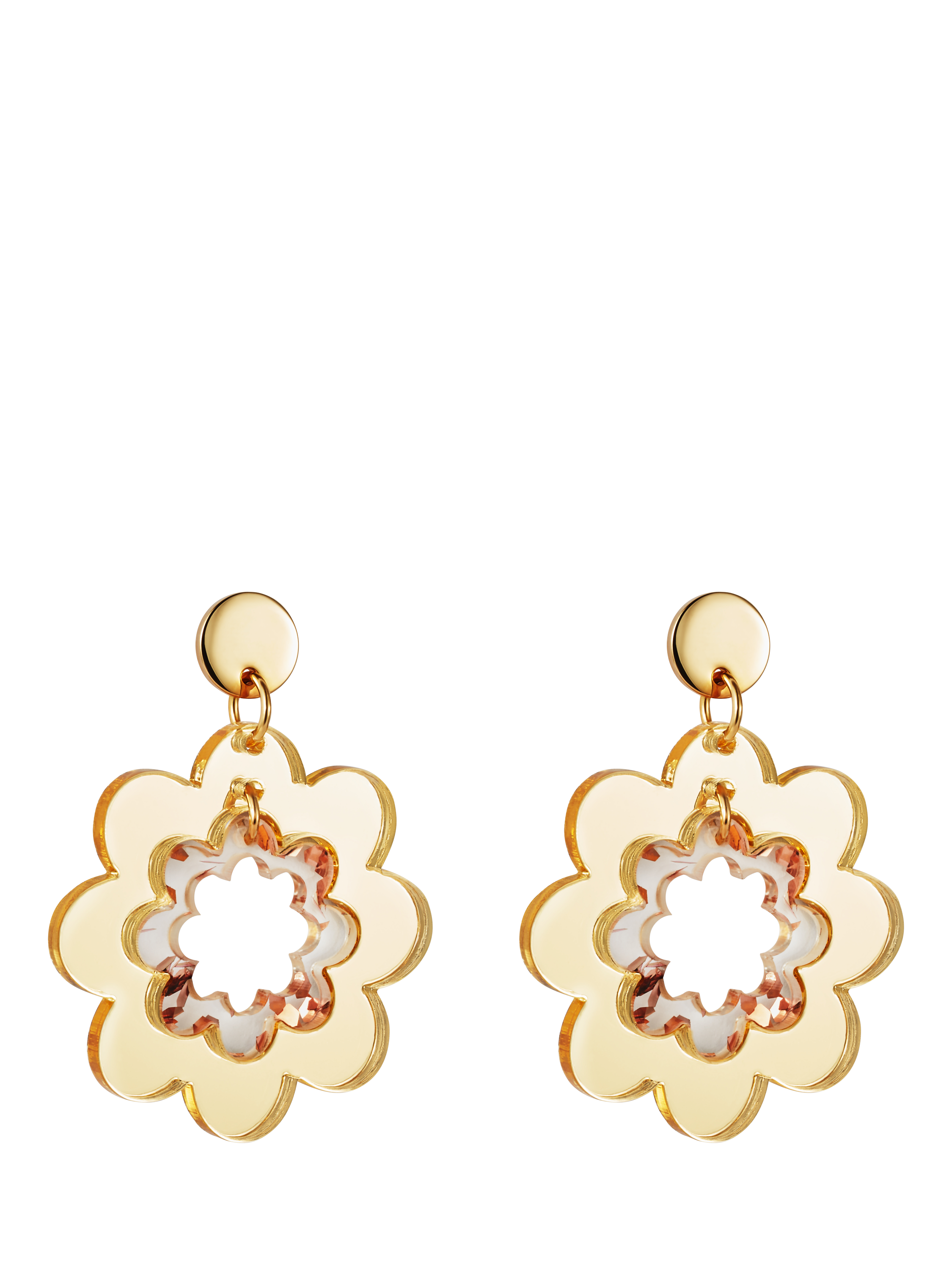 Toolally x Laura Whitmore Carmel Flower Drop Earrings, Gold