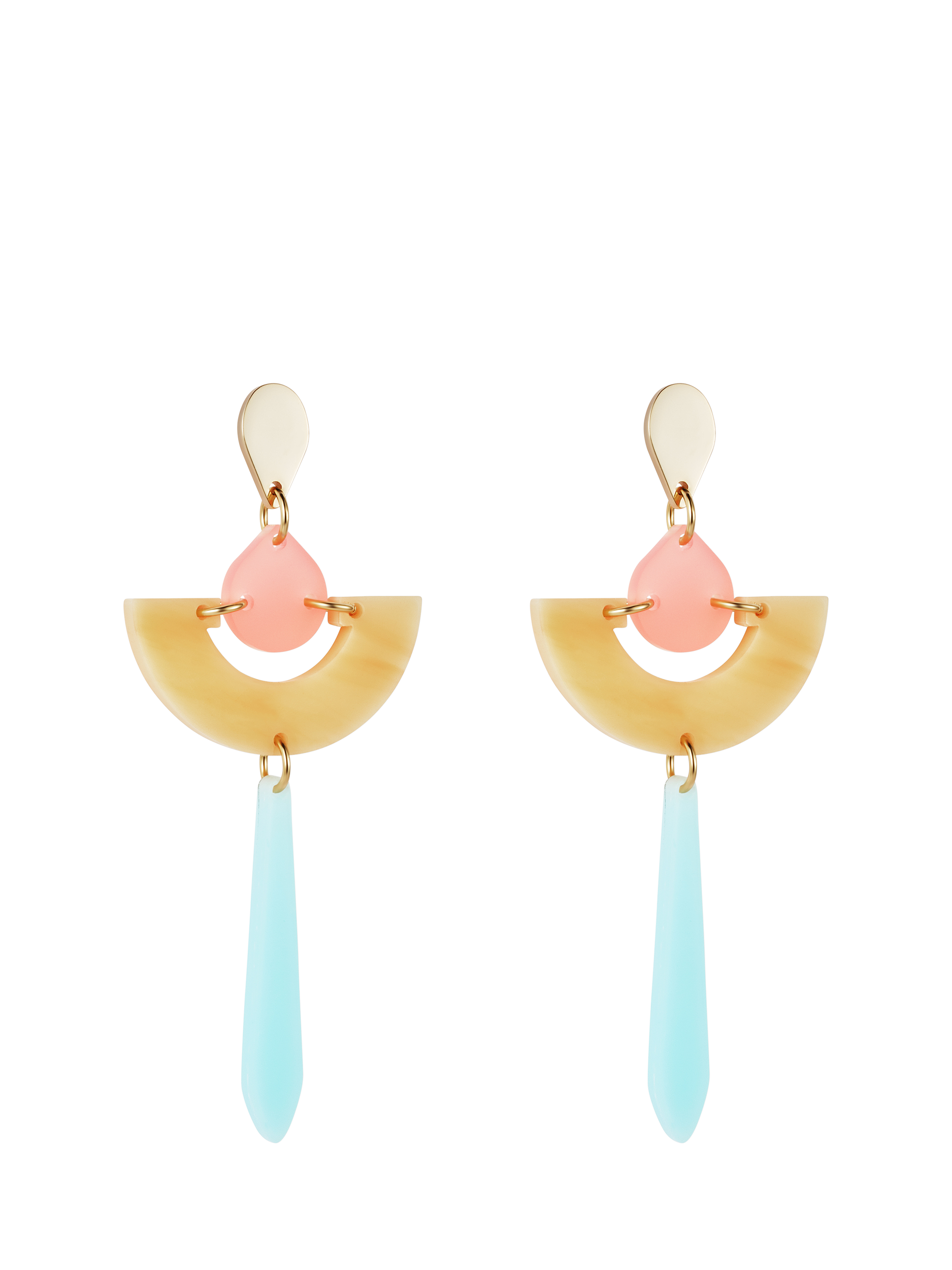 Toolally x Laura Whitmore Daphne Acrylic Drop Earrings, Pink/Stone/Blue