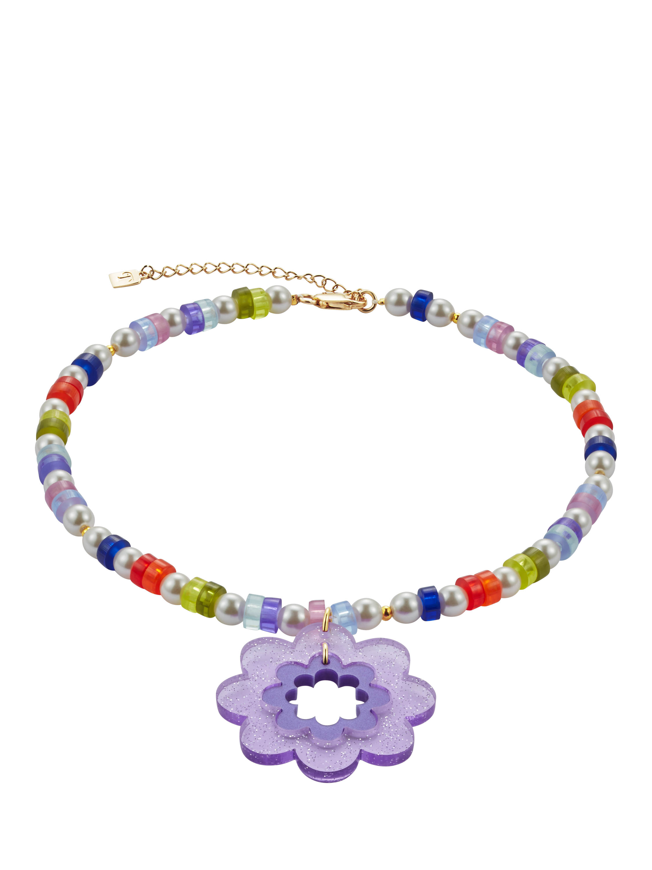 Toolally x Laura Whitmore Flower Pearl Collar Necklace, Multi