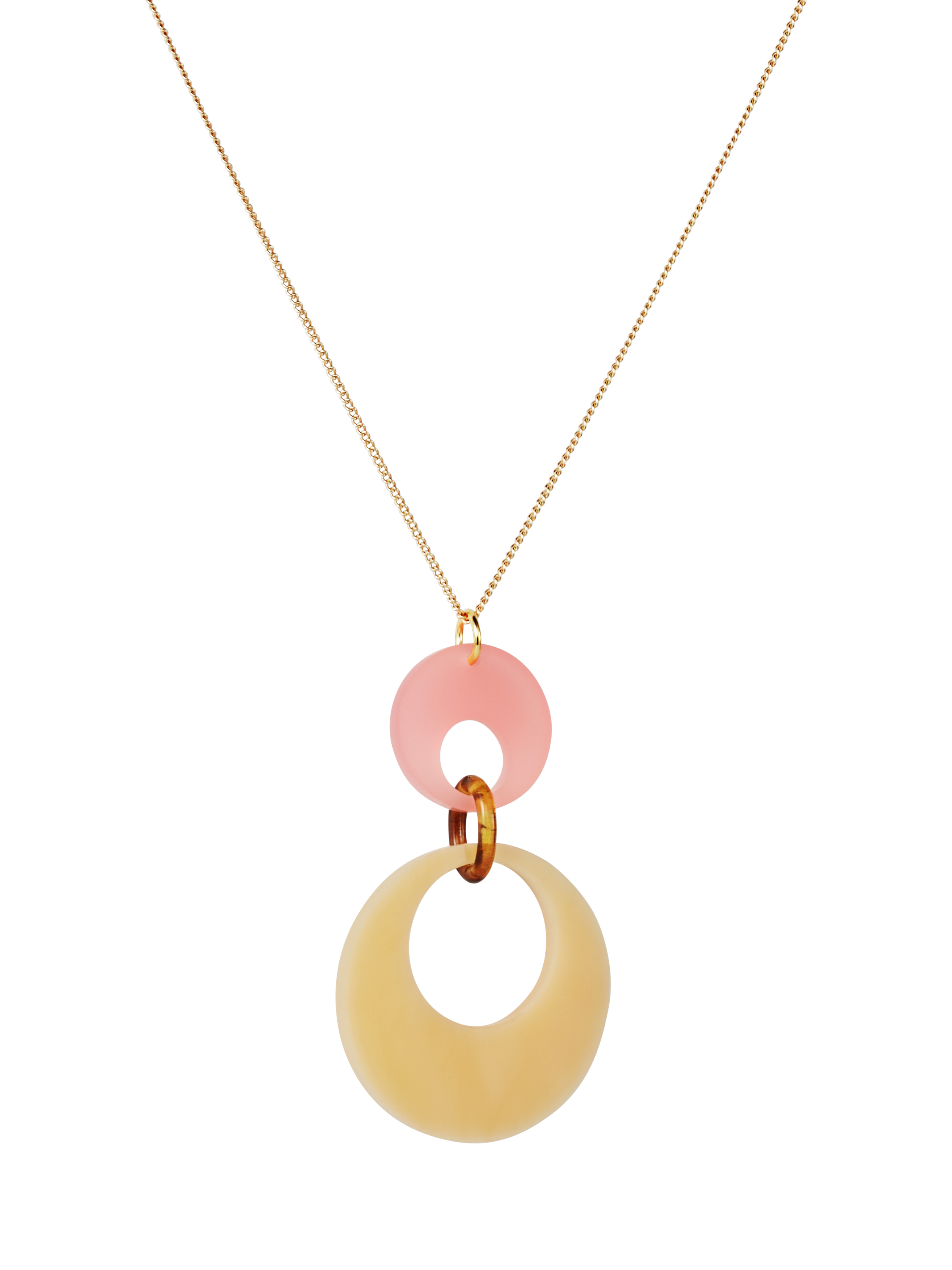Toolally x Laura Whitmore Swinging Circles Pendant Necklace, Pink/Stone/Gold