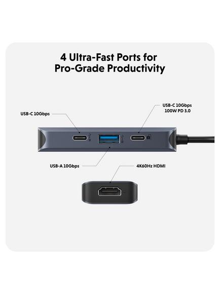 Targus HyperDrive Next 4 Port USB-C Hub, 100W, Black - view 2, Black