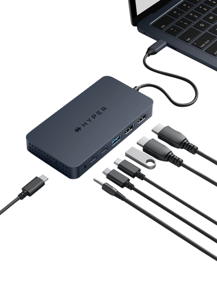Targus HyperDrive Next Dual 4K HDMI 7 Port USB-C Hub, 100W, Black - view 2, Black