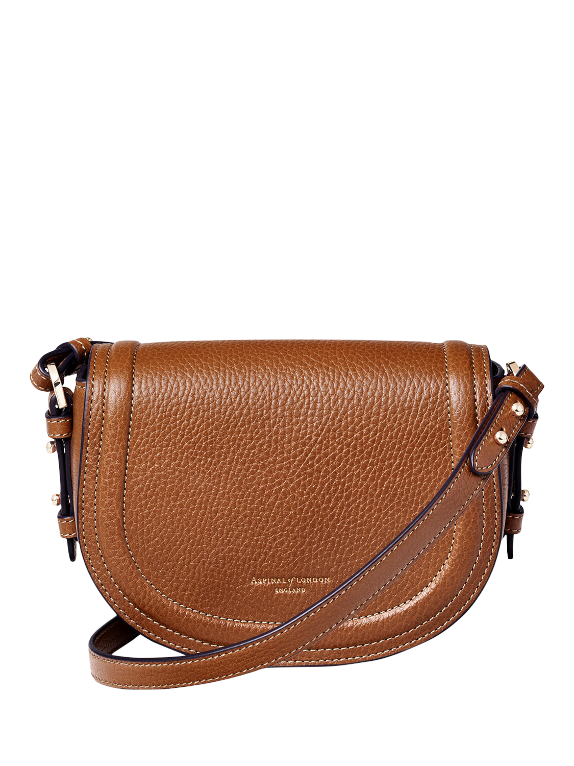 Aspinal of London Stella Pebble Leather Small Satchel Cross Body Bag, Tan