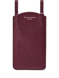 Aspinal of London Pebble Leather London Phone Case Crossbody Pouch, Burgundy