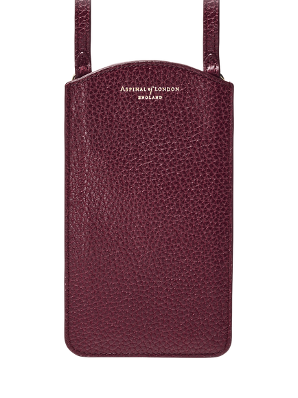 Aspinal of London Pebble Leather London Phone Case Crossbody Pouch, Burgundy