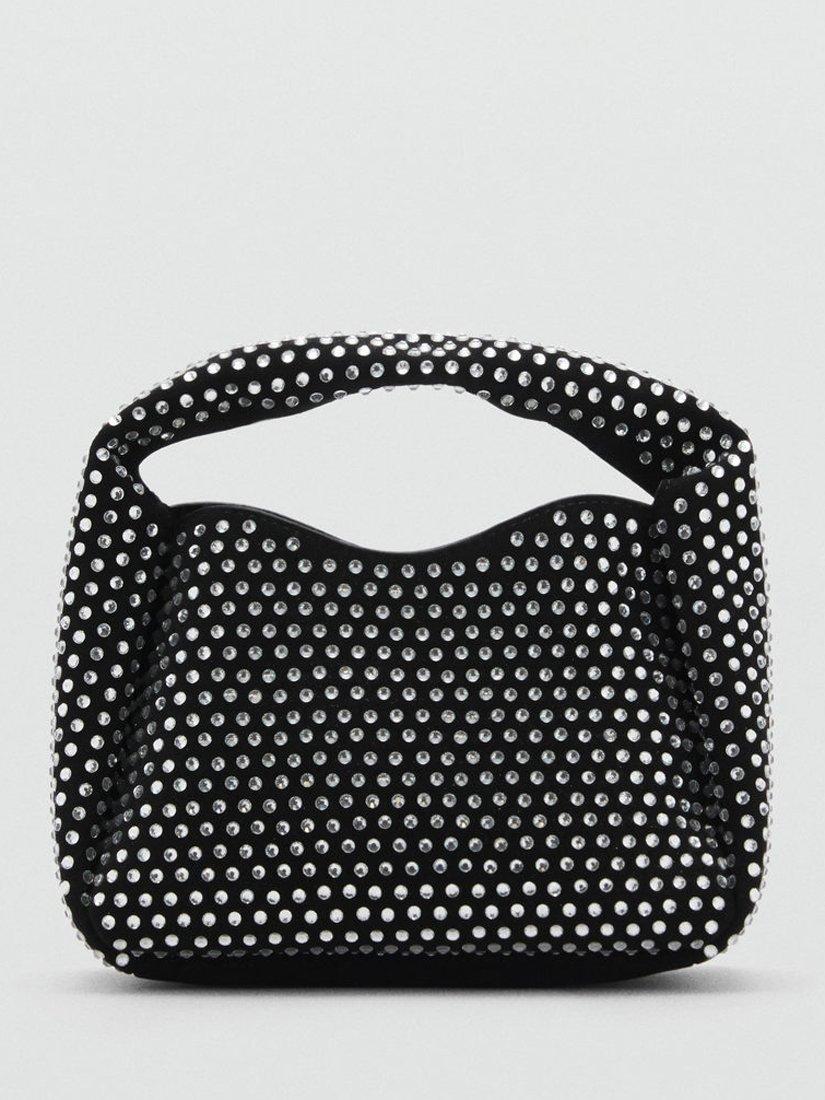Mango Paqui Studded Clutch Bag, Black
