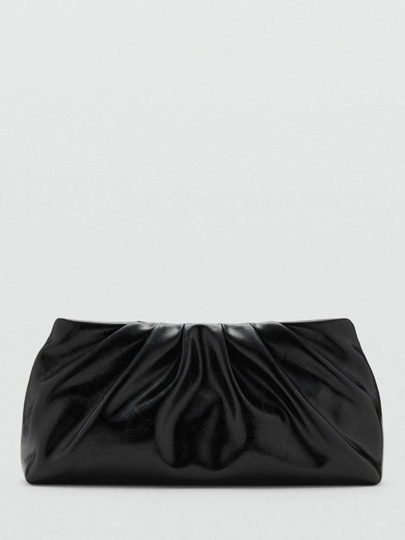 Mango Roser Gathered Clutch Bag Black