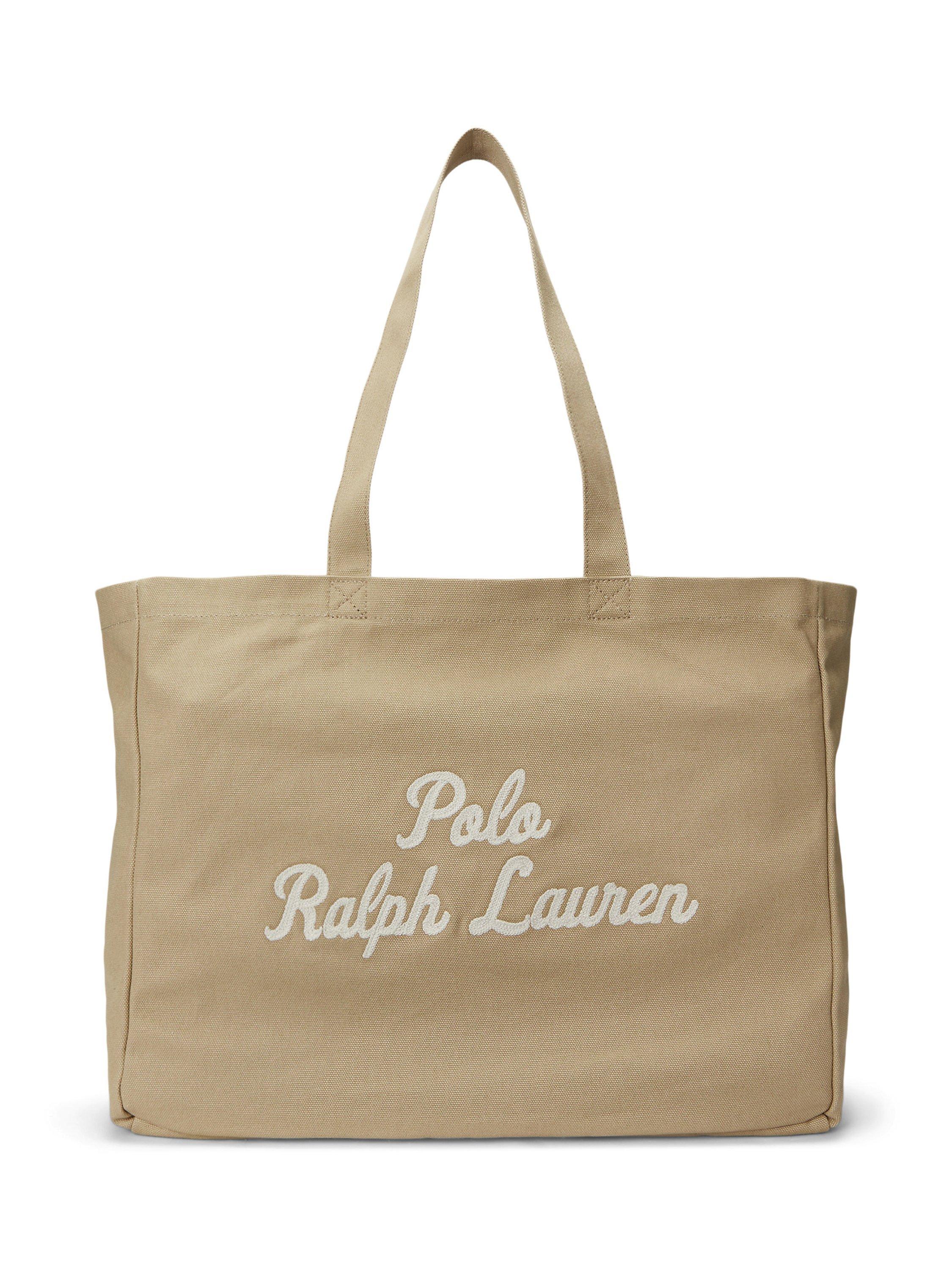 Product image 1 of 4, which shows Ralph Lauren Logo Tote Bag, Tan