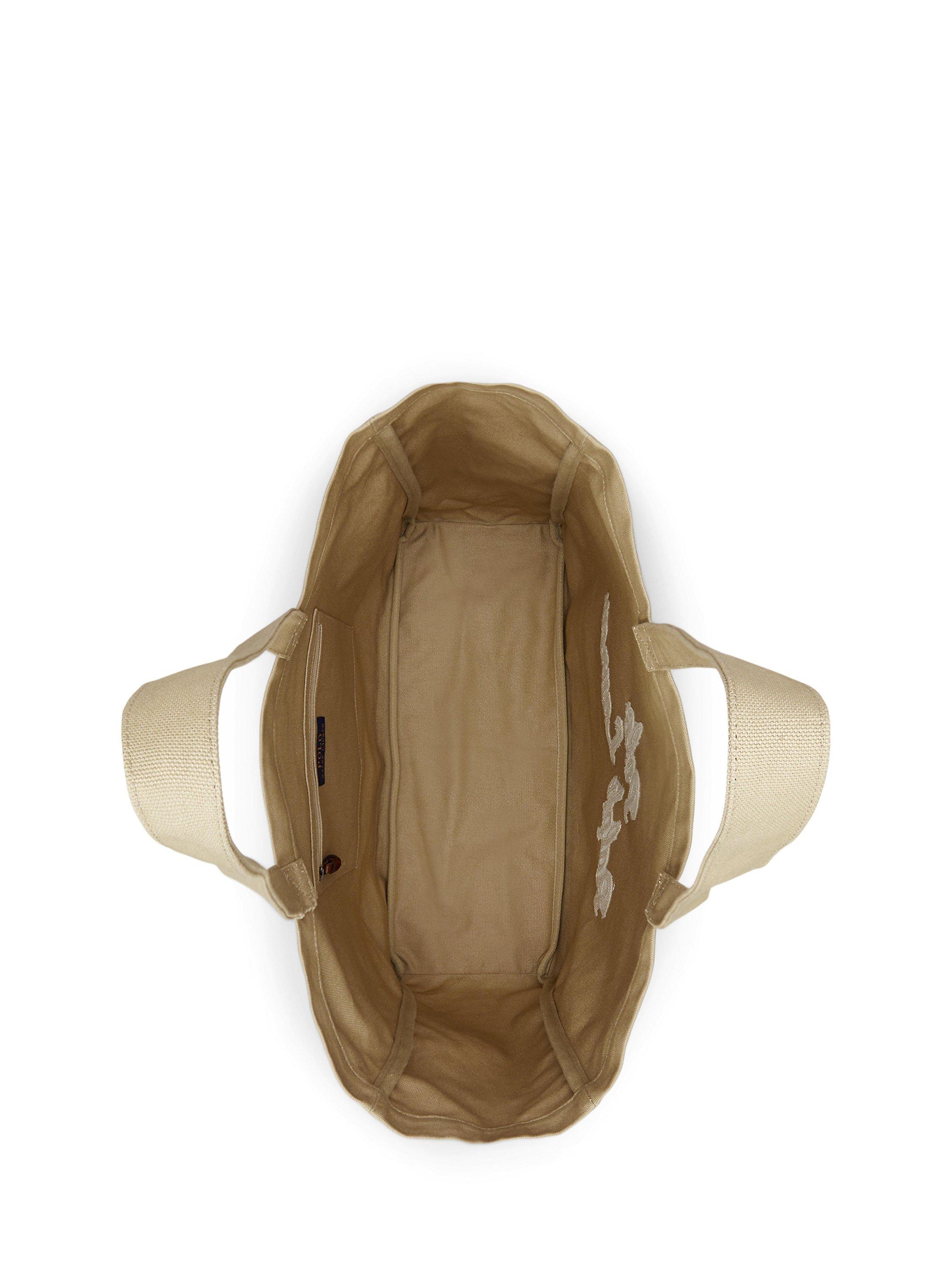 Product image 4 of 4, which shows Ralph Lauren Logo Tote Bag, Tan