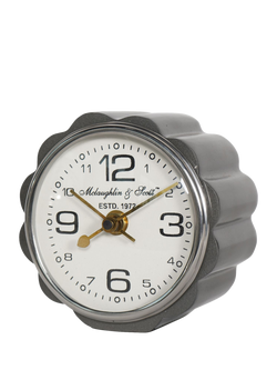 Libra Interiors Curve Detail Mantel Clock, Satin Grey/Nickel, Satin Grey/Nkl