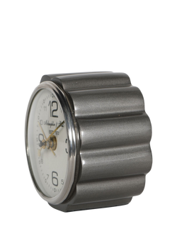 Libra Interiors Curve Detail Mantel Clock, Satin Grey/Nickel - view 2, Satin Grey/Nkl