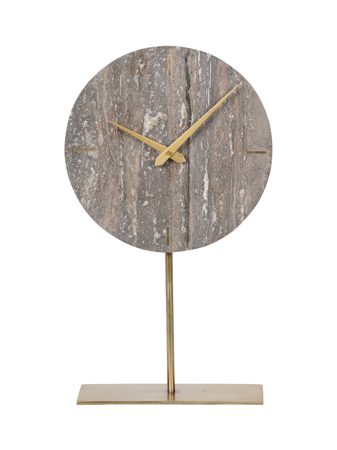 Libra Interiors Dark Travertine Quartz Mantle Clock, Charcoal Black