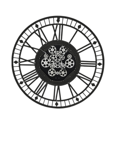 Libra Interiors Gibbons Roman Numeral Skeleton Wall Clock, 90cm, Black