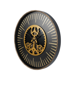 Libra Interiors Palladium Centre Moving Cogs Dial Large Wall Clock, 100cm, Black/Gold - view 2, Black Gold