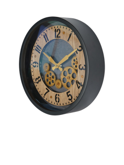 Libra Interiors Palladium Wood Dials Wall Clock, 32.8cm, Black - view 2, Black