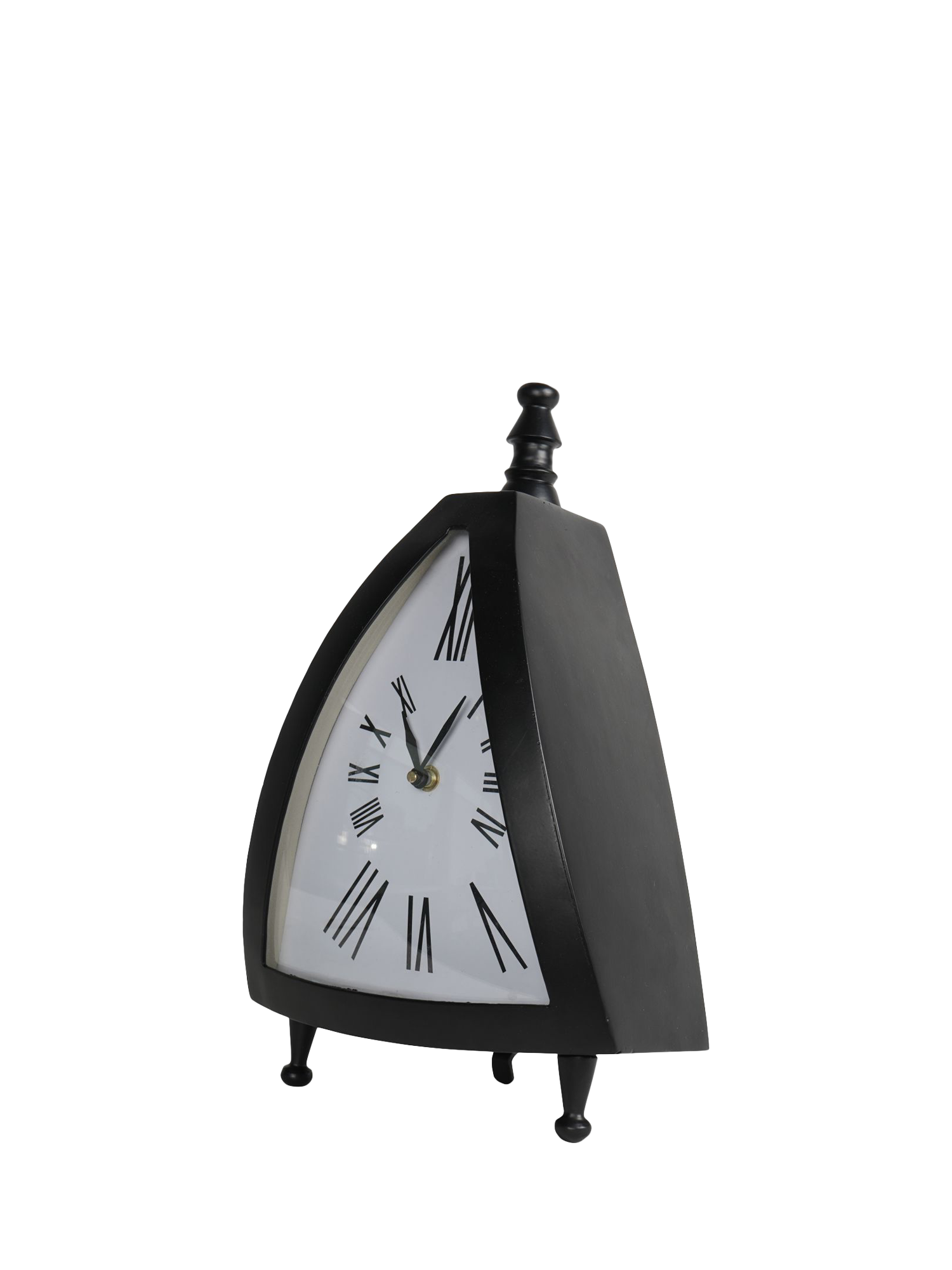 Libra Interiors Iron Pyramid Roman Numeral Mantel Clock, Black