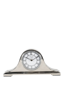Libra Interiors Quartz Roman Numeral Retro Carriage Mantle Clock, Nickel, Nickel