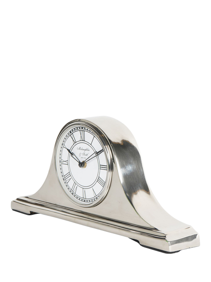 Libra Interiors Quartz Roman Numeral Retro Carriage Mantle Clock, Nickel - view 2, Nickel