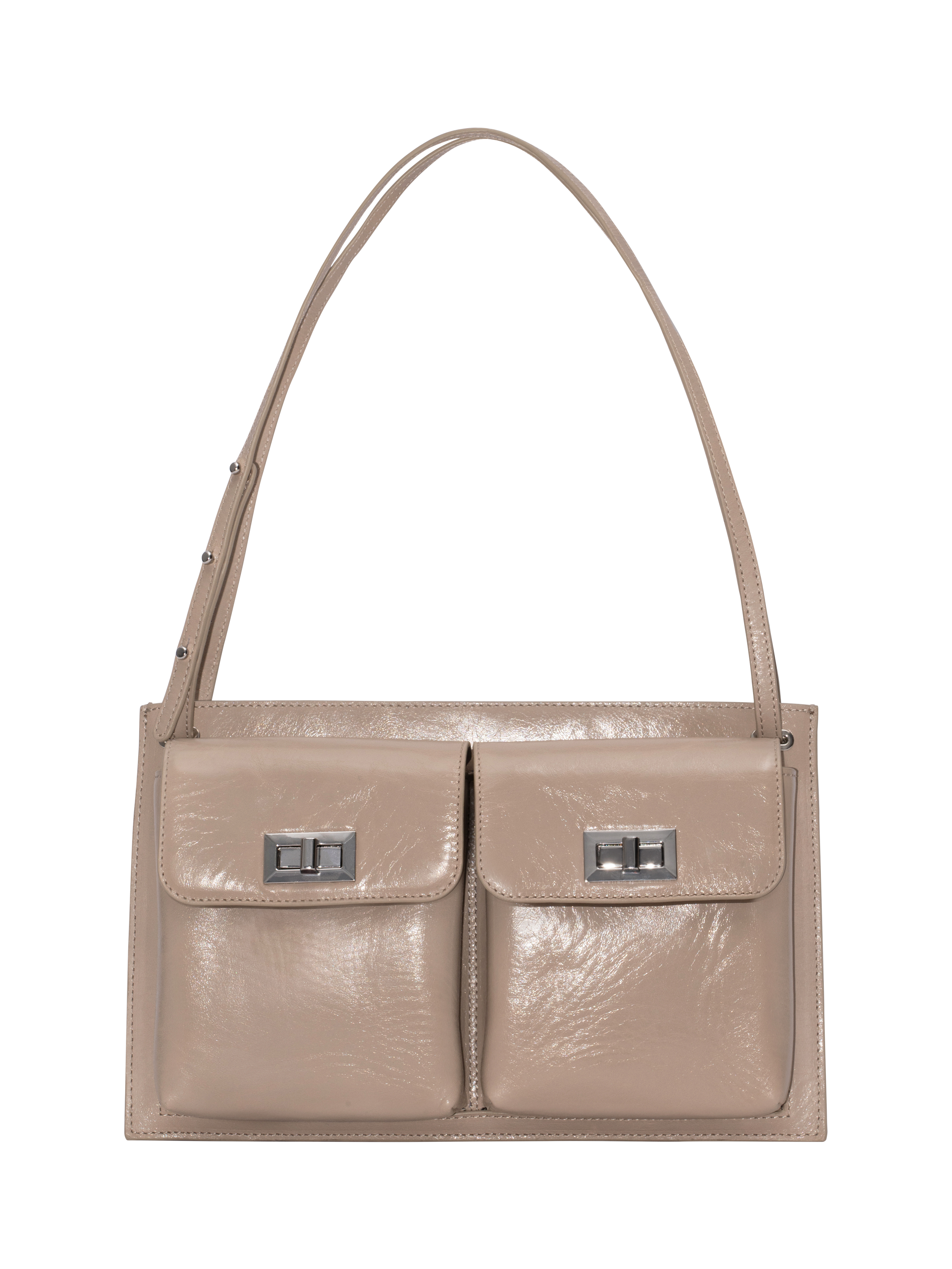 Product image 1 of 3, which shows BY FAR Billy Leather Shoulder Bag, Taupe