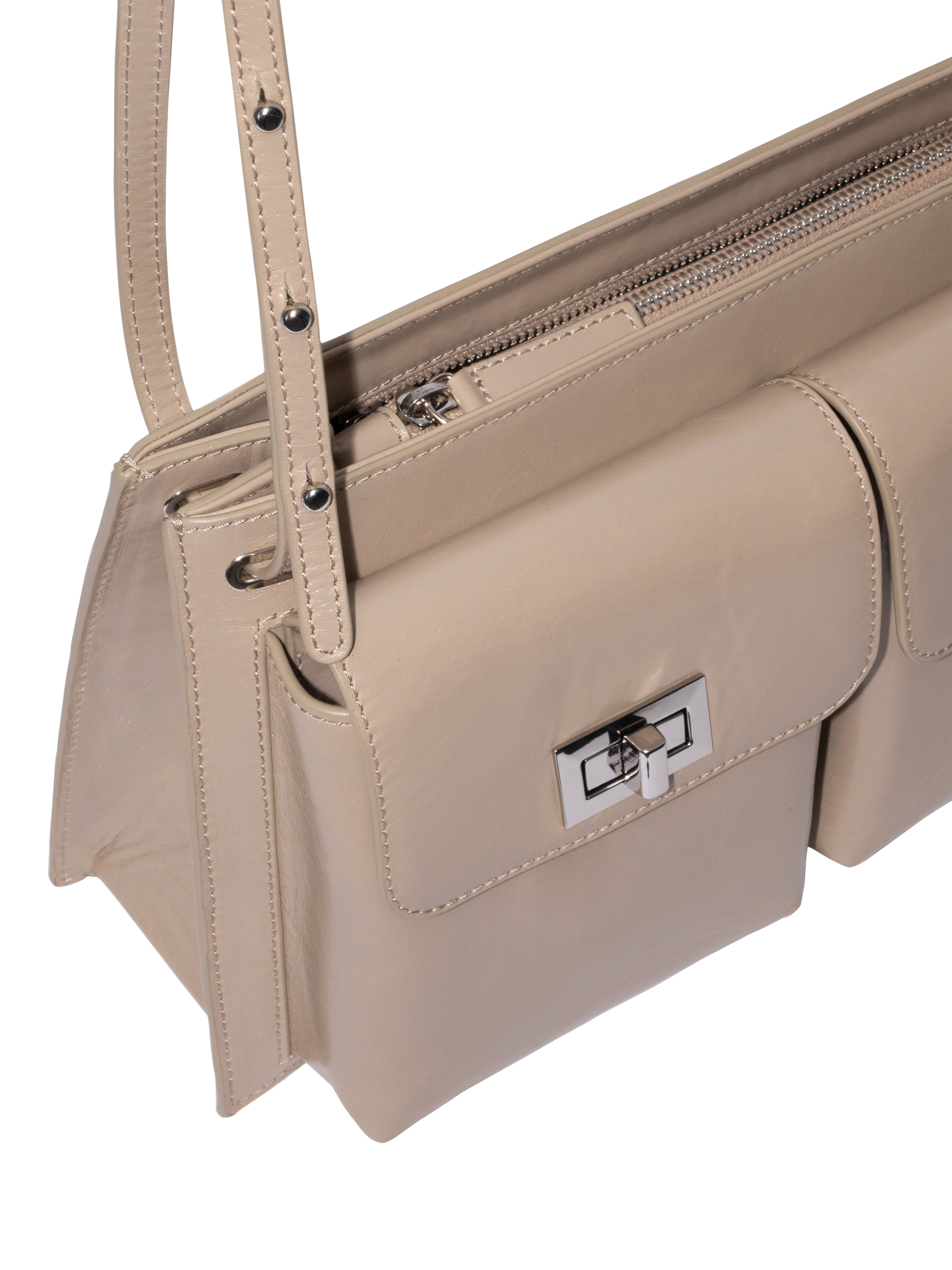 Product image 3 of 3, which shows BY FAR Billy Leather Shoulder Bag, Taupe
