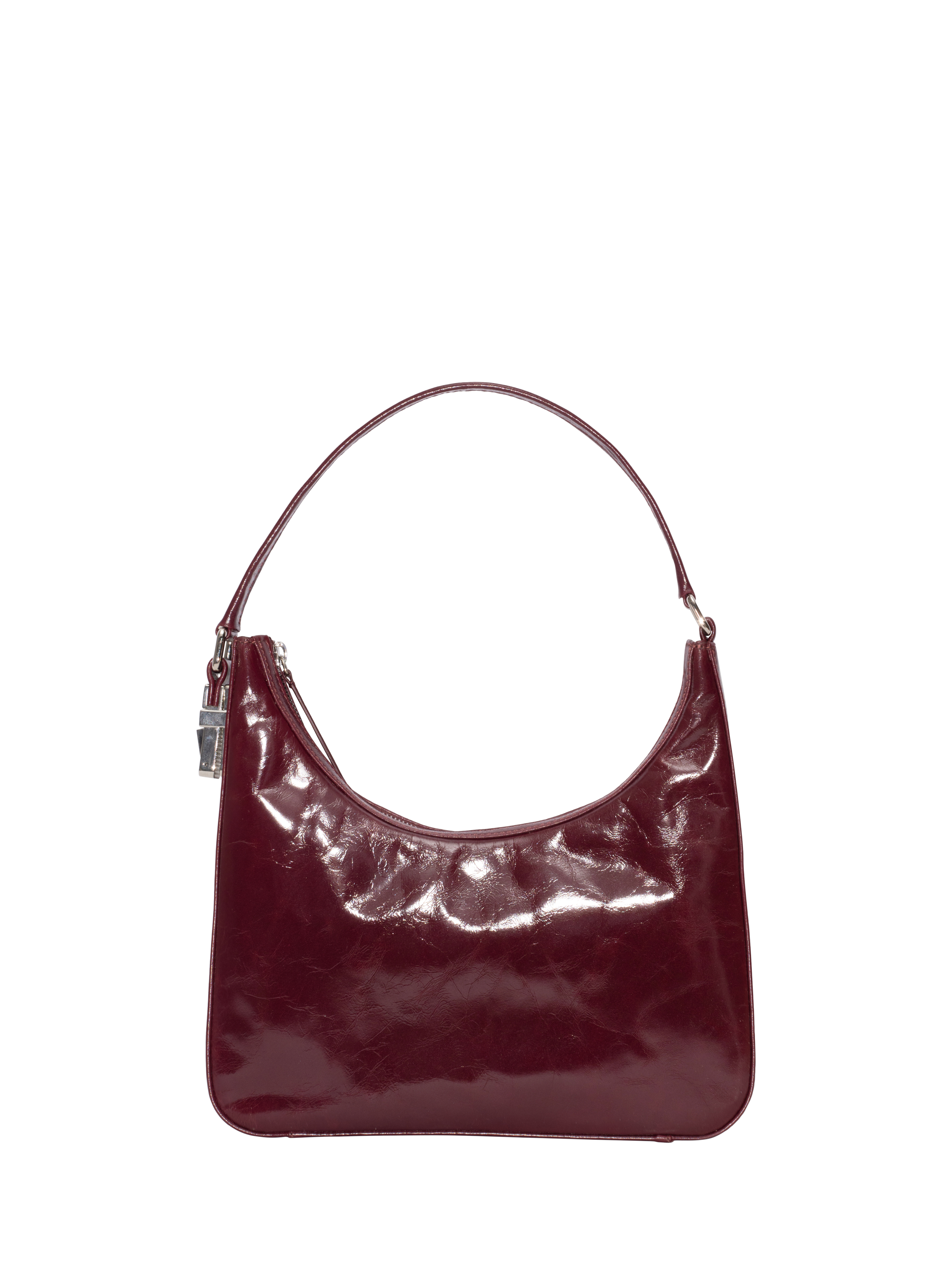 Product image 1 of 3, which shows BY FAR Rhea Leather Shoulder Bag, Burgundy