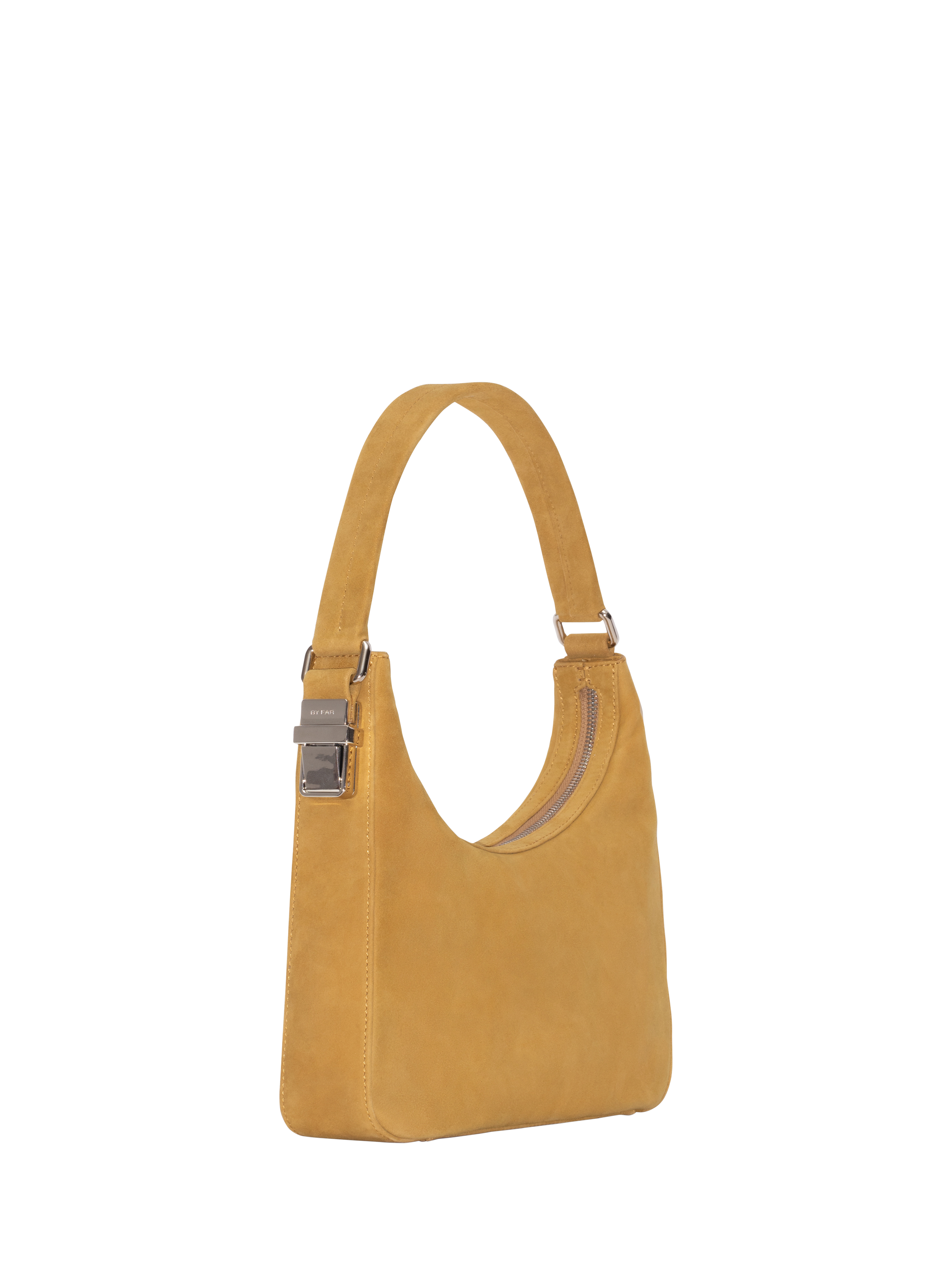 Product image 2 of 3, which shows BY FAR Rhea Suede Shoulder Bag, Ochre