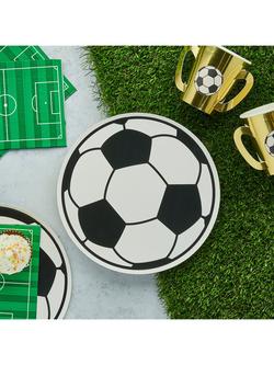 Hootyballoo Football Paper Plates, Pack of 8 - view 2, Black/White